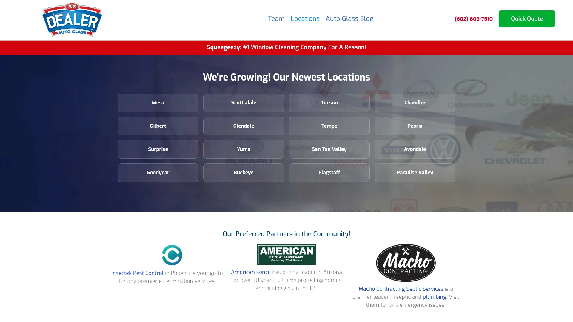 Dealer Auto Glass AZ website